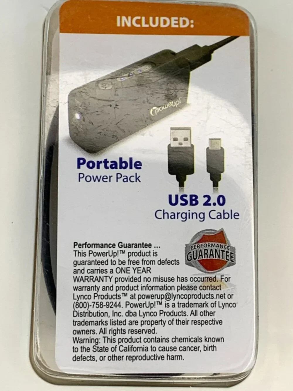 PowerUp! Portable 2200mA Power Pack USB Battery Charger With LED Flashlight NEW